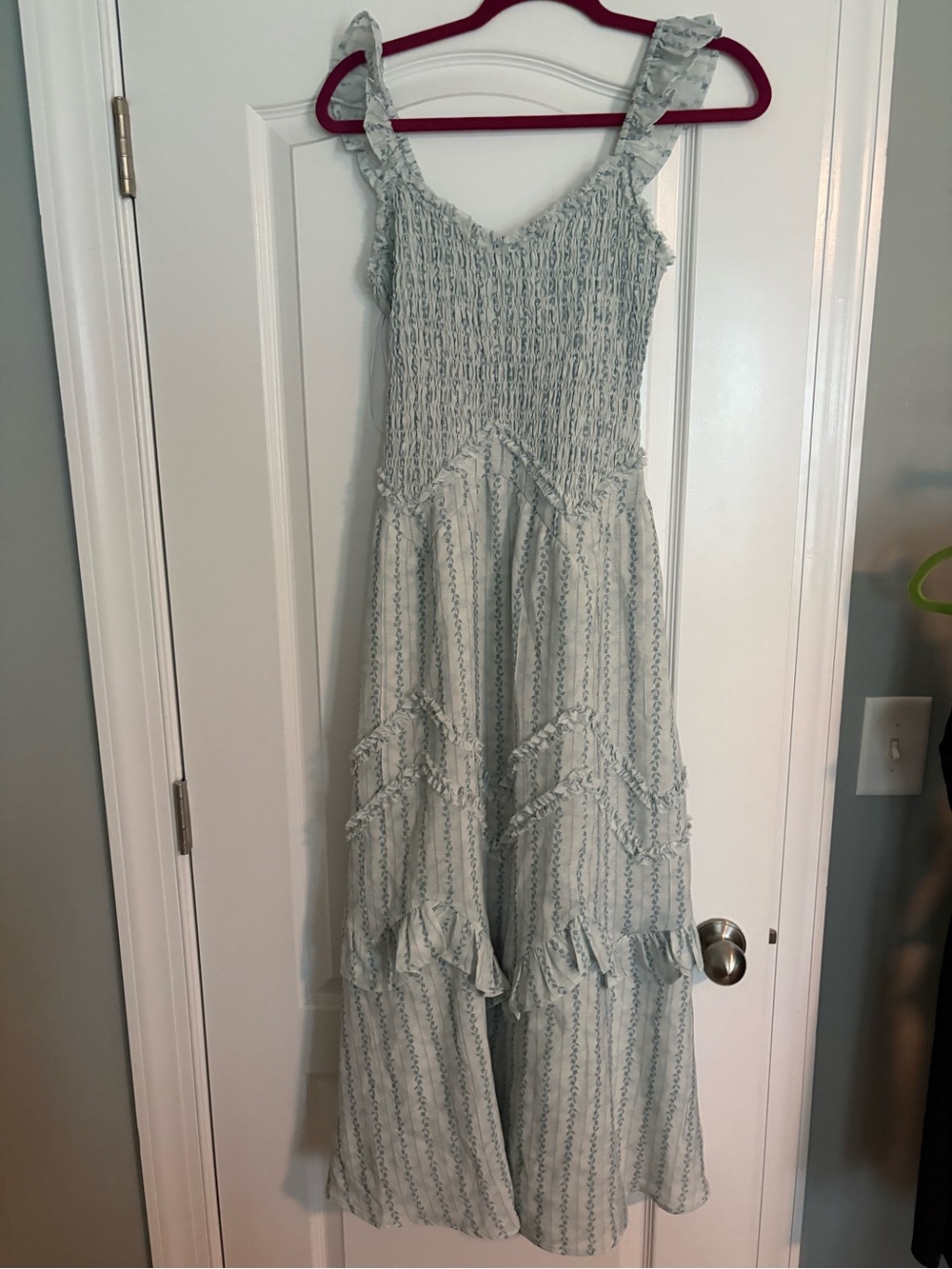 Moon River Pale Blue Smocked Dress